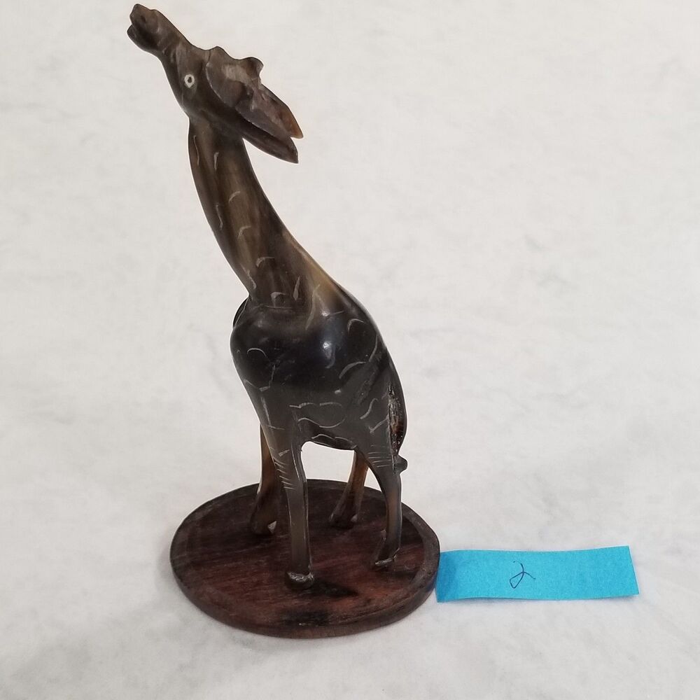 Hand‑Carved Wooden Giraffe • 6" Figurine • Made in India Animal Decor